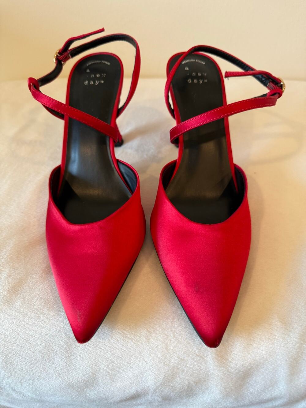A New Day Slingback Heels Women's Size 9 Rosemary Red Pointed Toe Ankle Strap